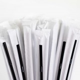 Трубочки в индивидуальной упаковке с гофрой 21 см/Ø4,8мм/черные/200шт/пак/пак